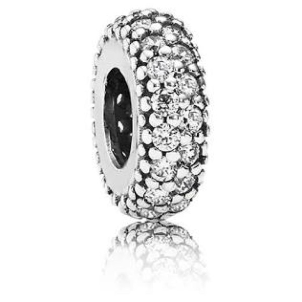Pandora Clear Sparkle Spacer Charm Sterling Silver Cubic Zirconia